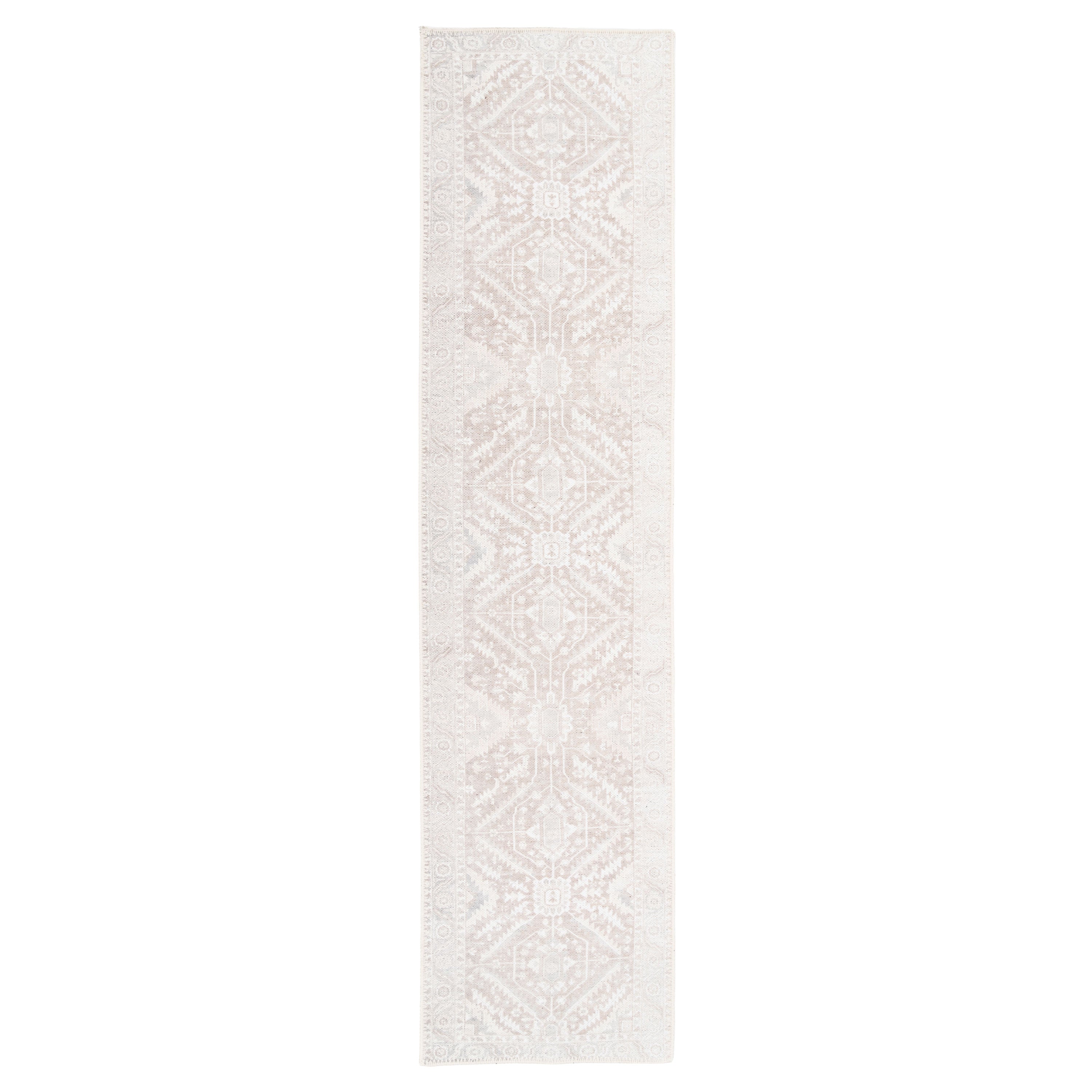 Washable Distressed Beige Runner Rug - Tolka 