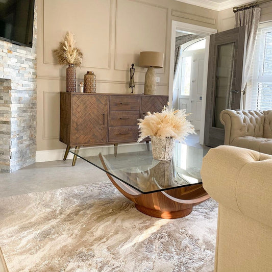 Modern Beige Textured Living Room Rug
