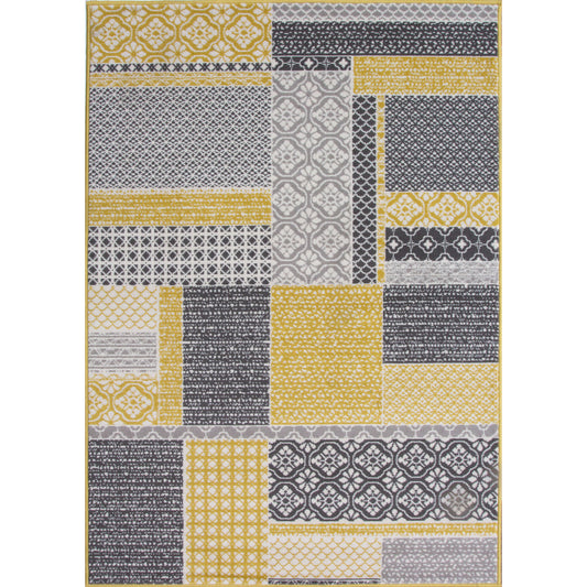 Ochre Grey Patchwork Sale Rug