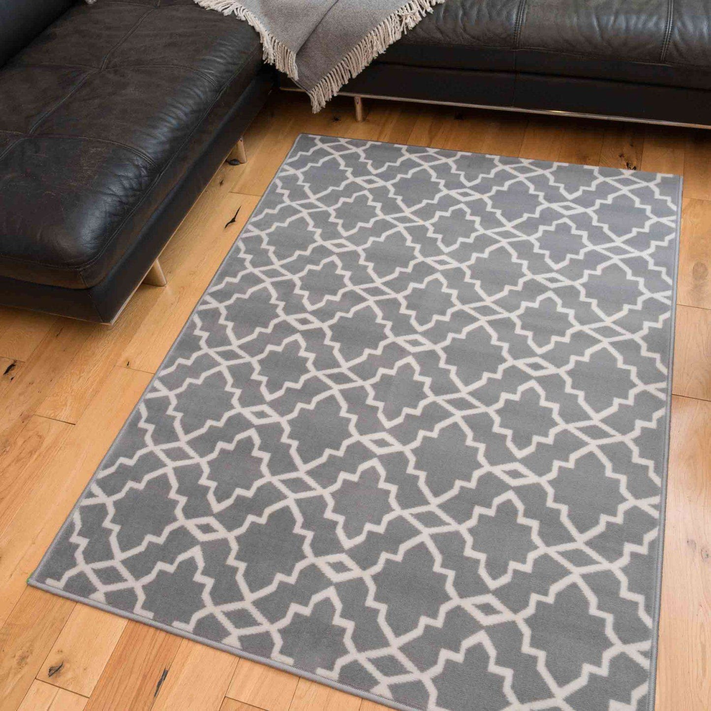 Modern Grey Trellis Living Room Rugs