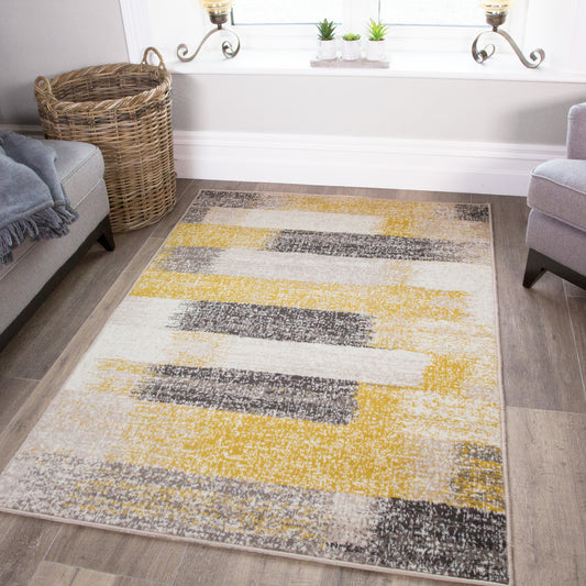 Yellow and Grey Stripe Rug