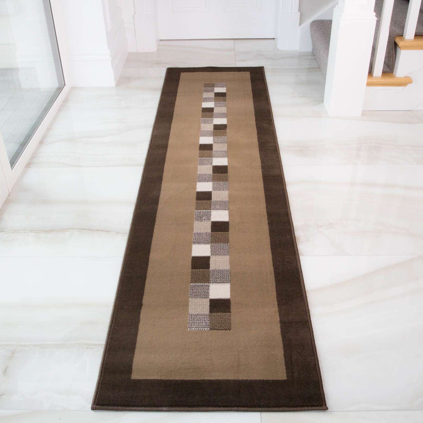 Brown Living Room Geometric Rug