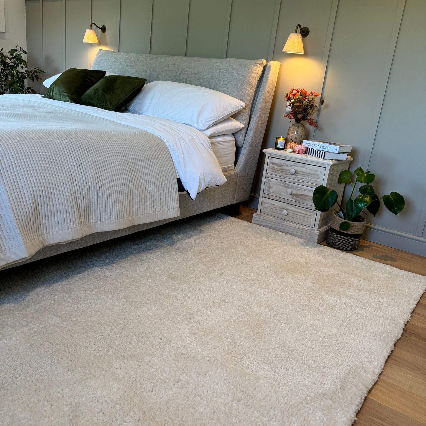 Premium Cream Shaggy Rug - Lace