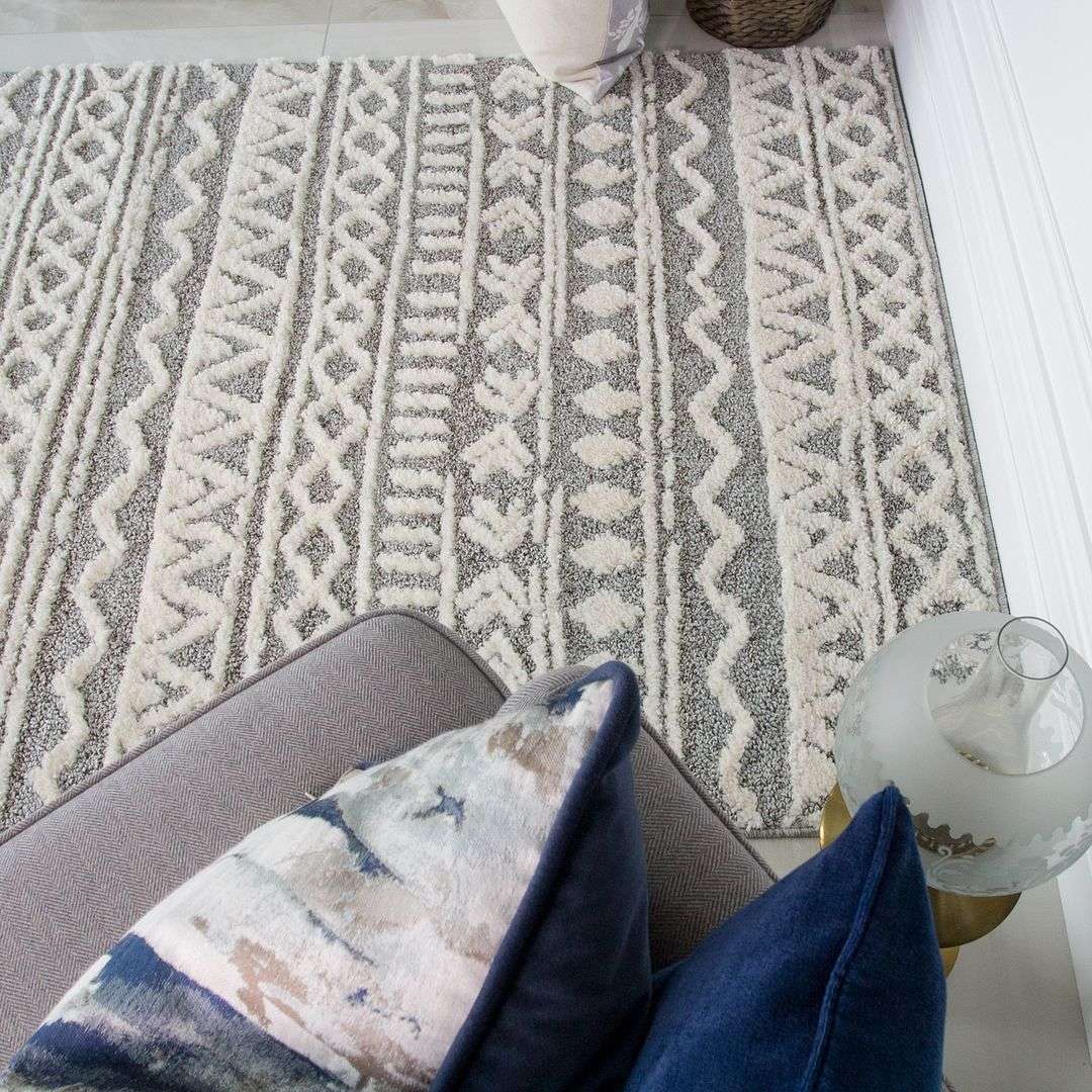 Grey Cream Aztec Runner Rug