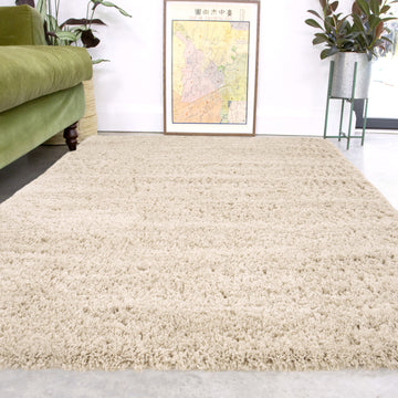 Super Soft Luxury Beige Shaggy Rug | Living Room Rugs | Kukoon Rugs Online