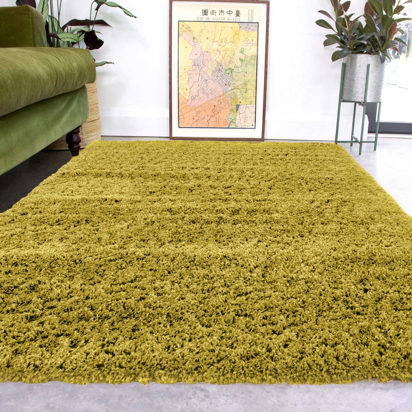 Super Soft Luxury Moss Green Shaggy Rug - Aspen