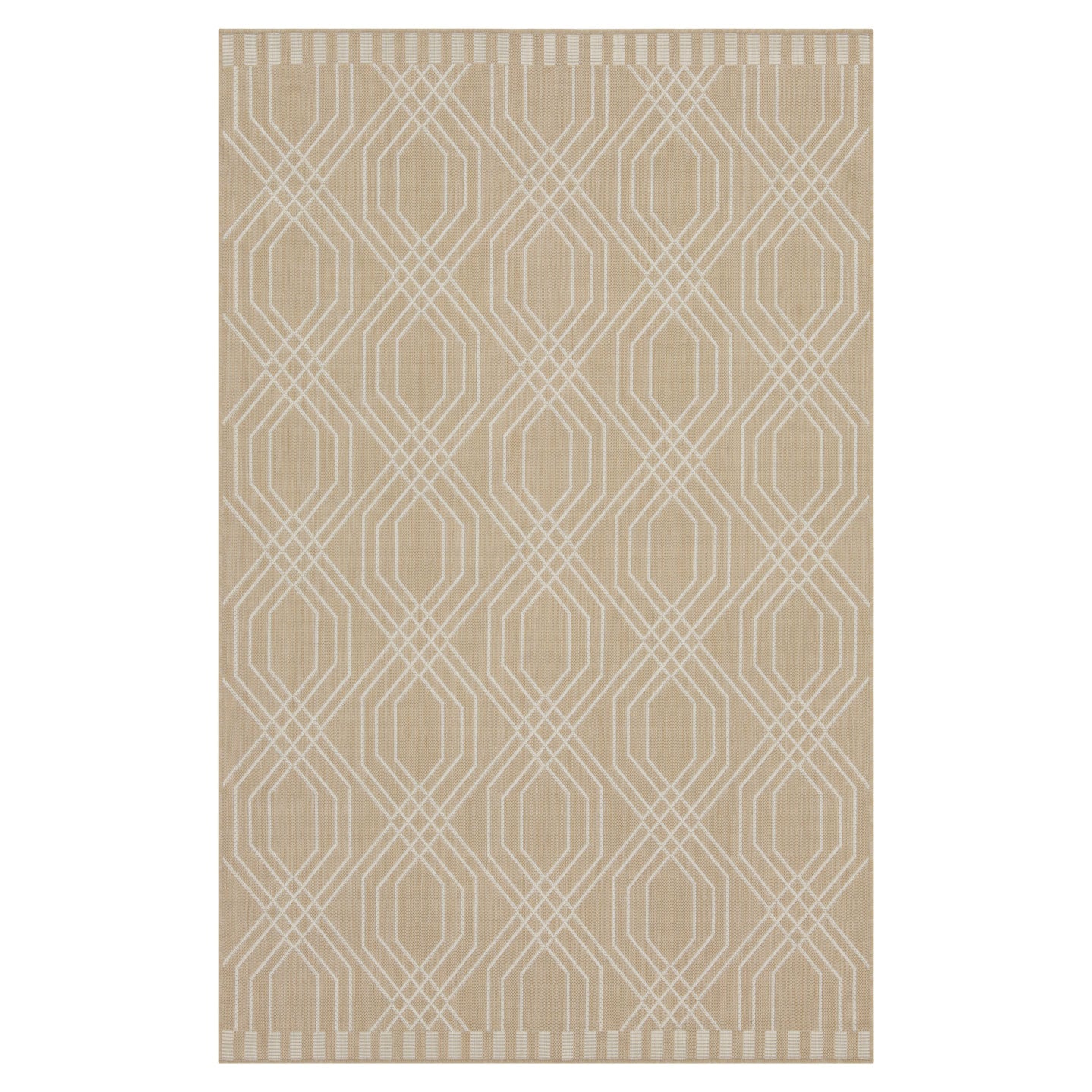 Cream Modern Geometric Outdoor Rug - Basata