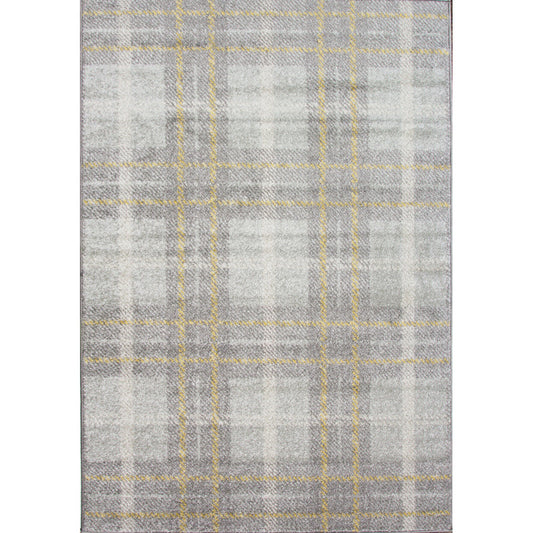 Grey Ochre Tartan Rug