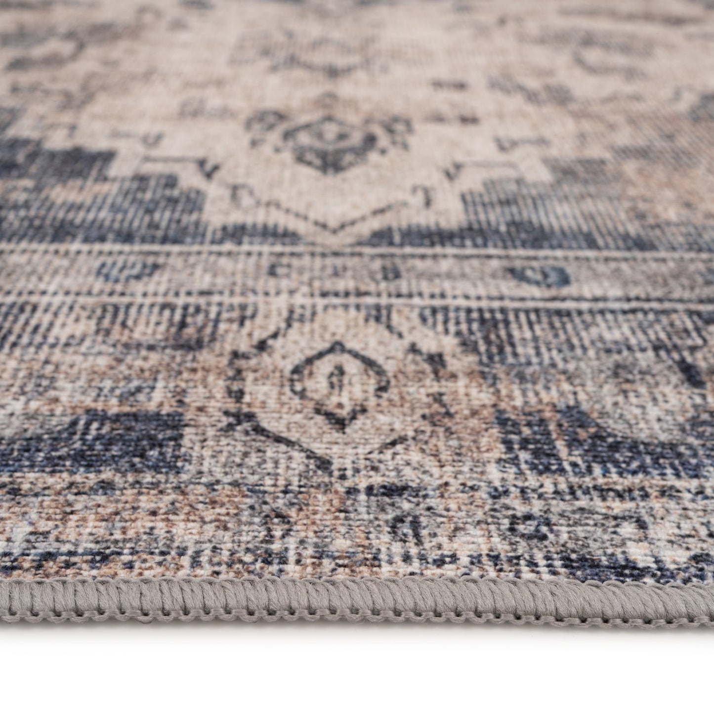 Washable Blue Traditional Rug - Kith