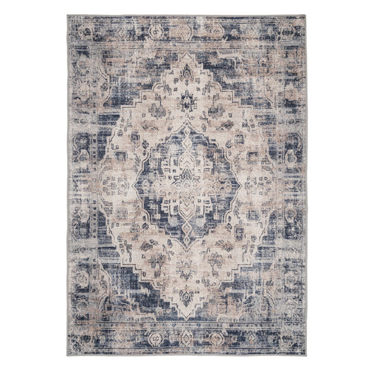 Washable Blue Traditional Rug - Kith