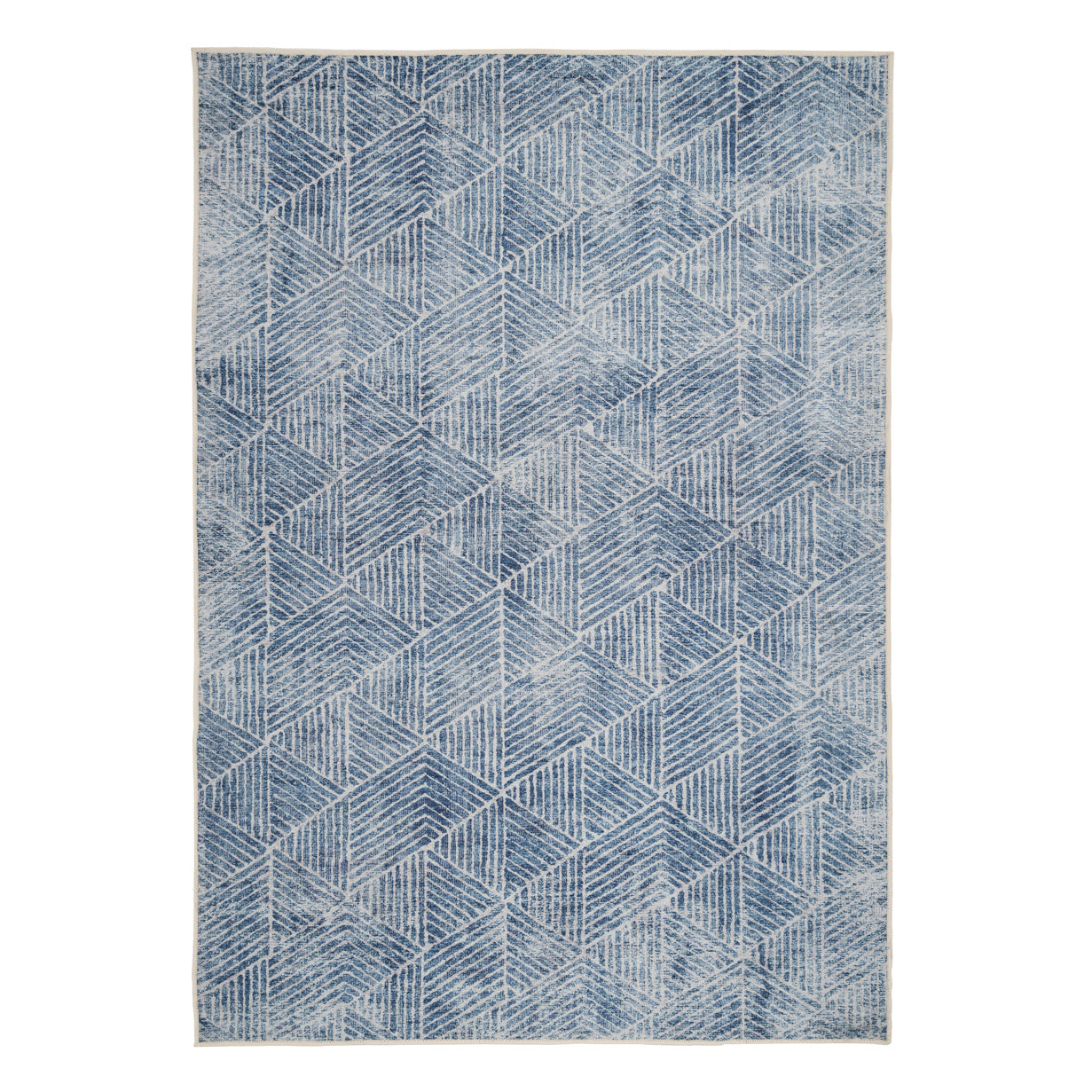 Washable Blue Geometric Rug - Plato