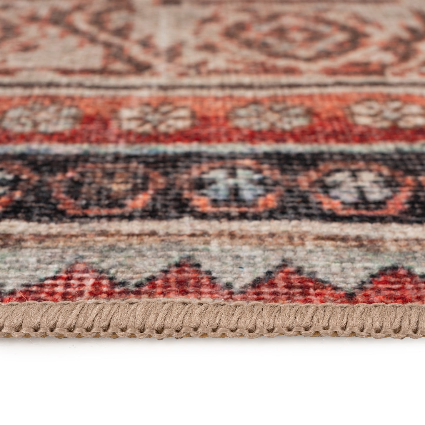 Distressed Terracotta Washable Rustic Rug - Rowe