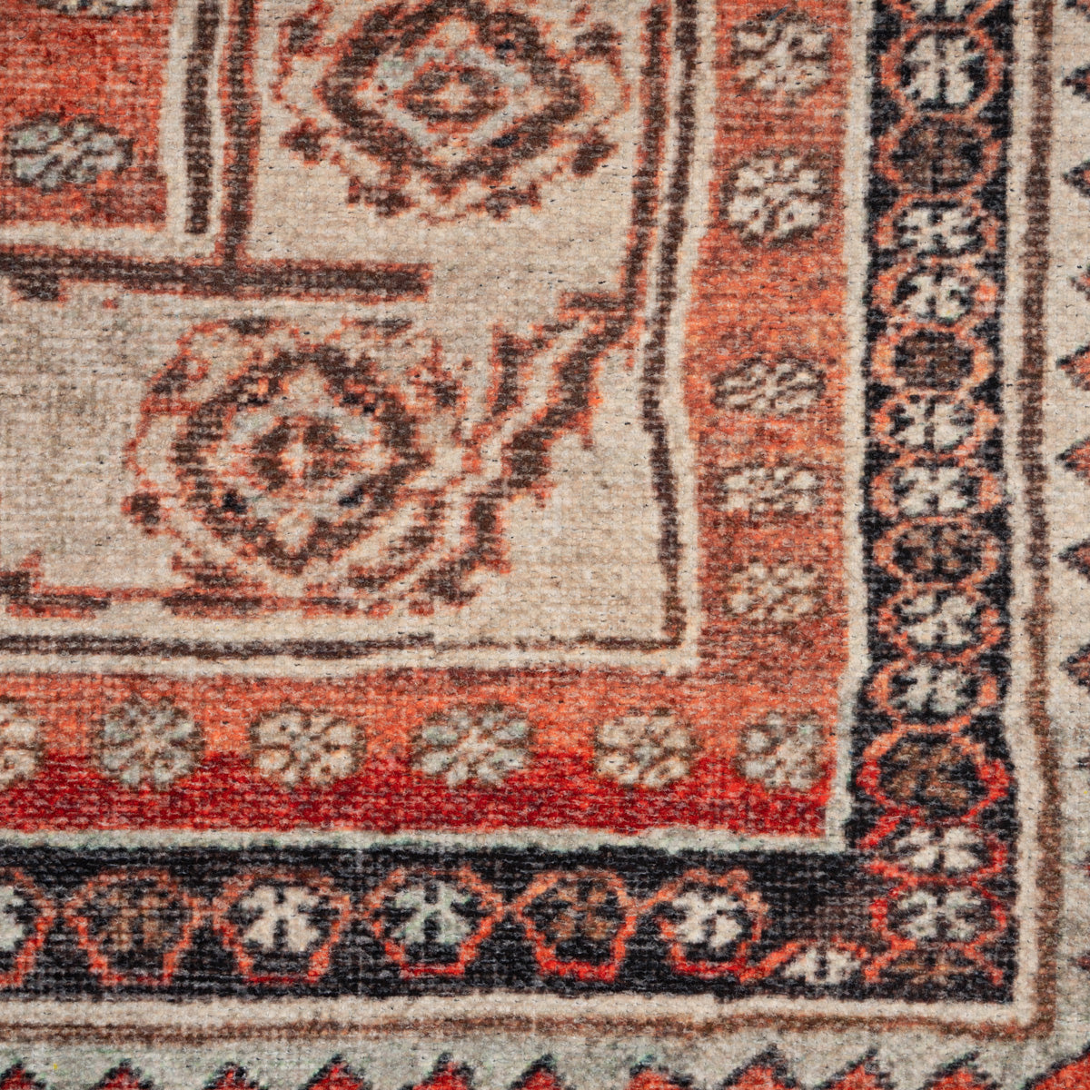 Distressed Terracotta Washable Rustic Rug - Rowe