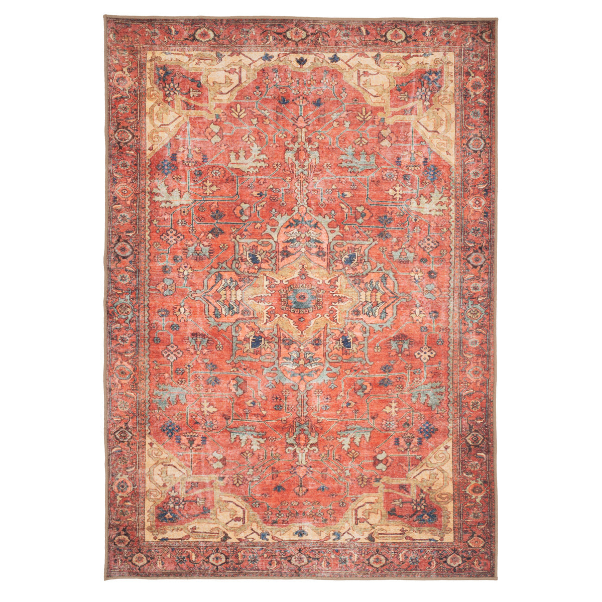 Kashan Washable Terracotta Rug - Viv