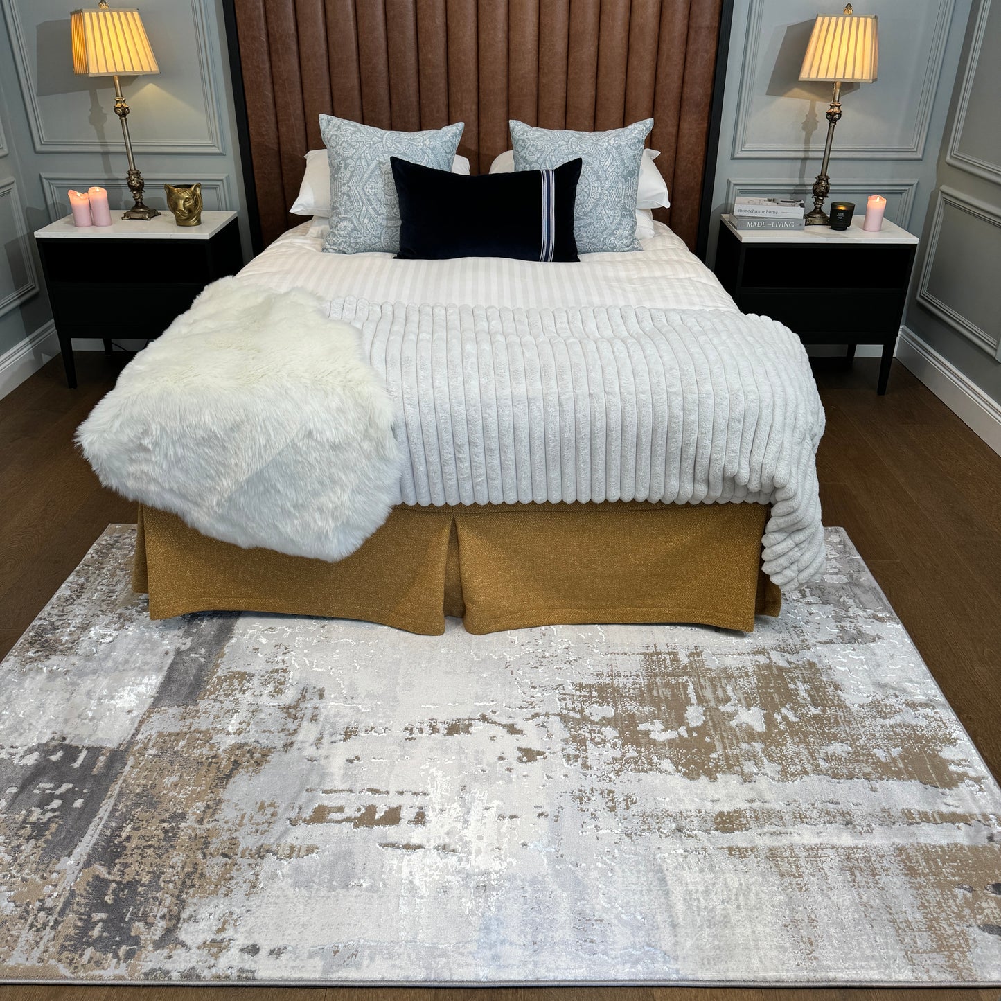 Distressed Abstract Beige Area Rug - Grace