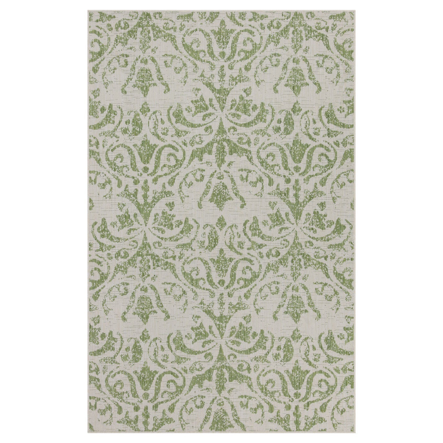 Green Floral Motif Area Rug - Lanark