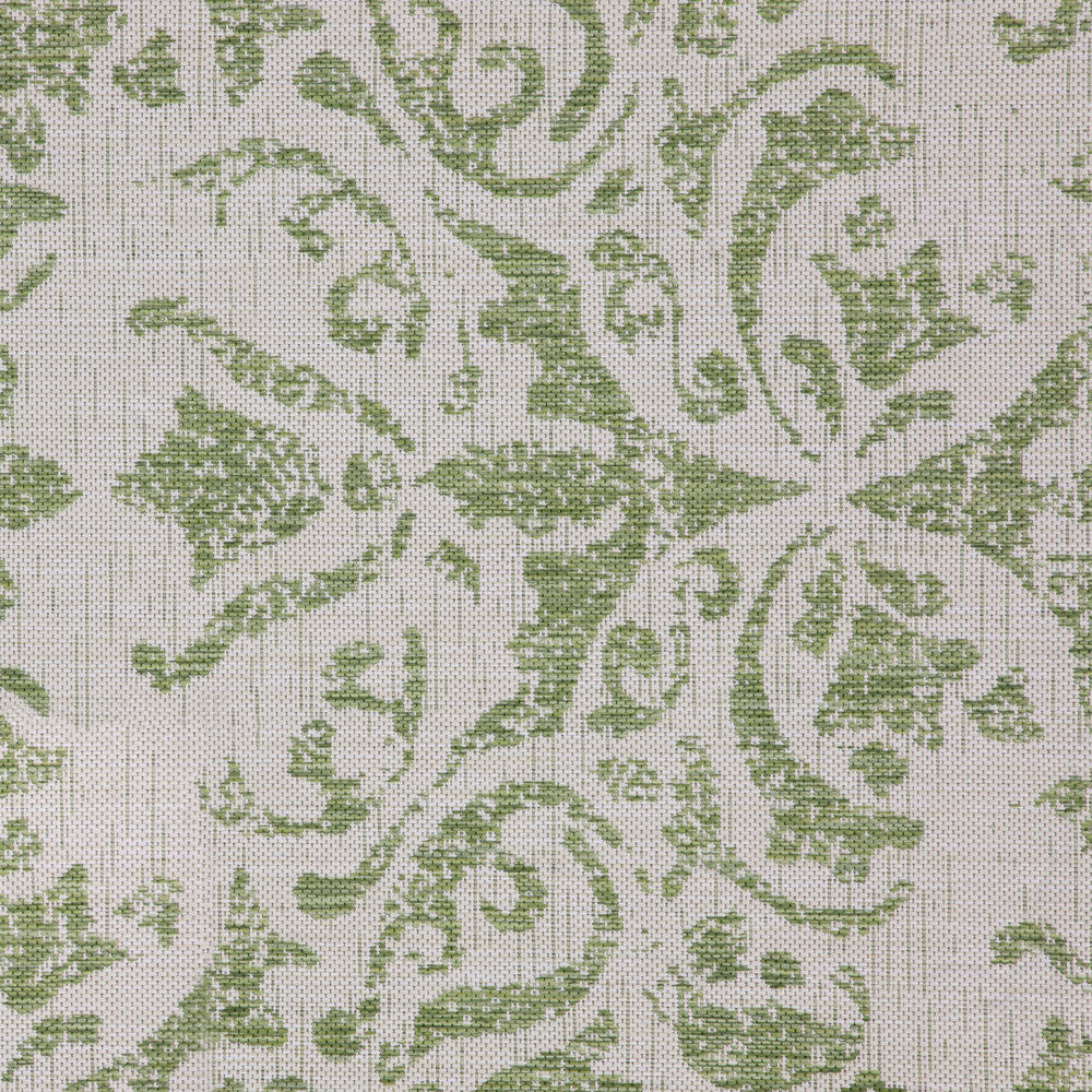 Green Floral Motif Area Rug - Lanark