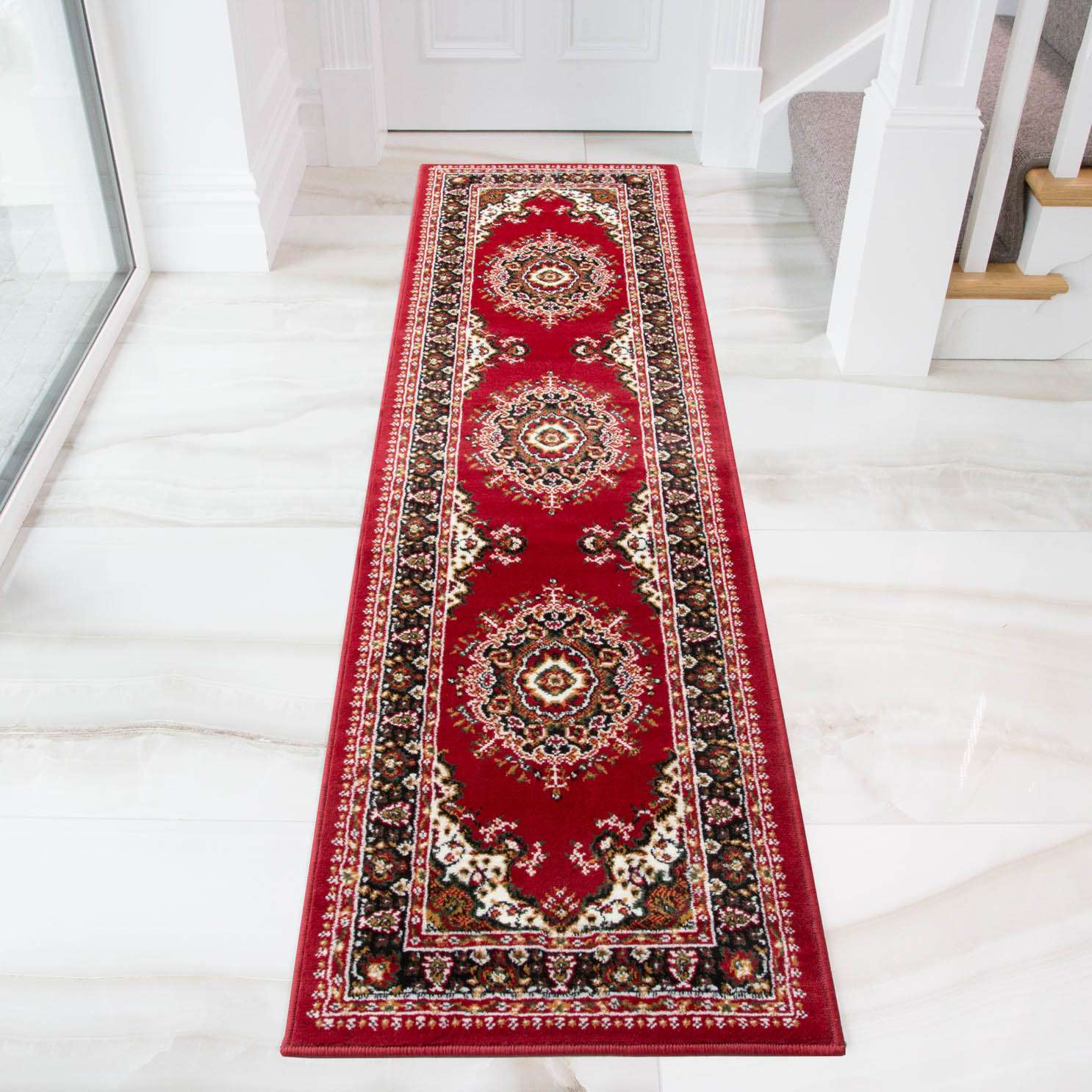 Red Traditional Medallion Living Room Rug | Living Room Rugs | Kukoon ...