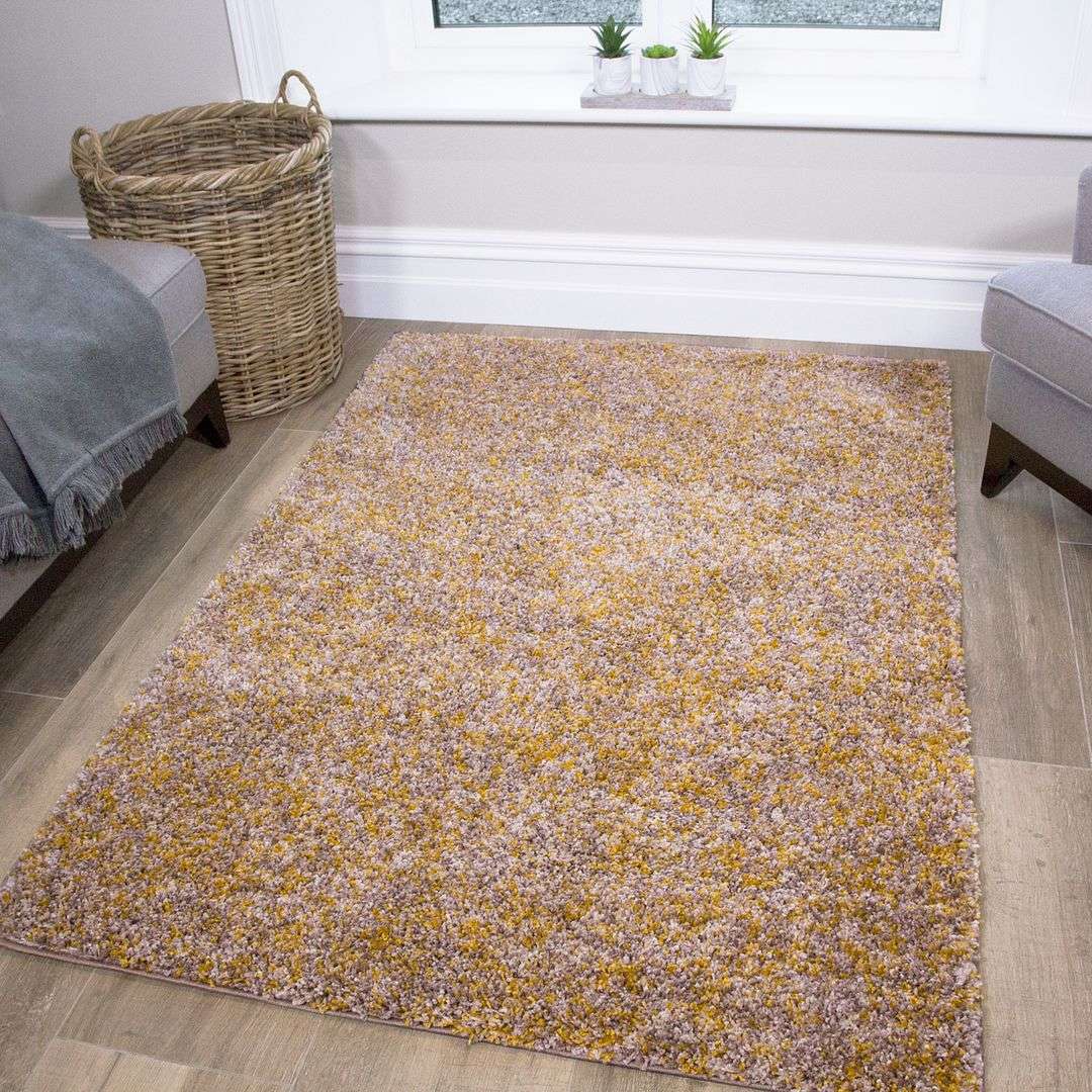 Mustard Soft Shaggy Living Room Rug