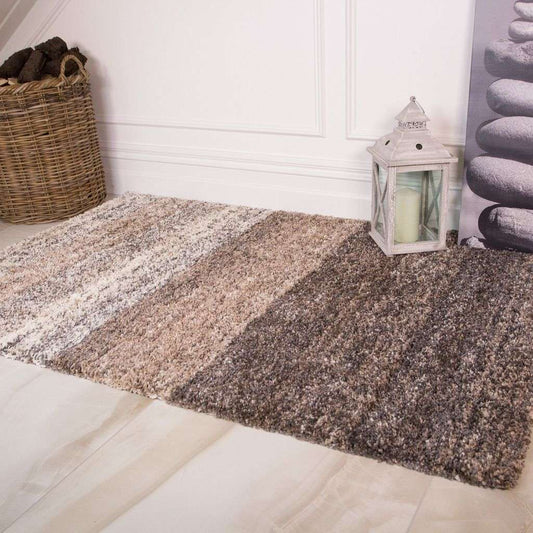 Natural Stripe Shaggy Rug for Living Room