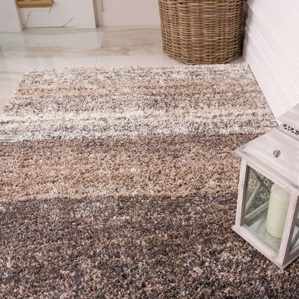 Natural Stripe Shaggy Rug for Living Room