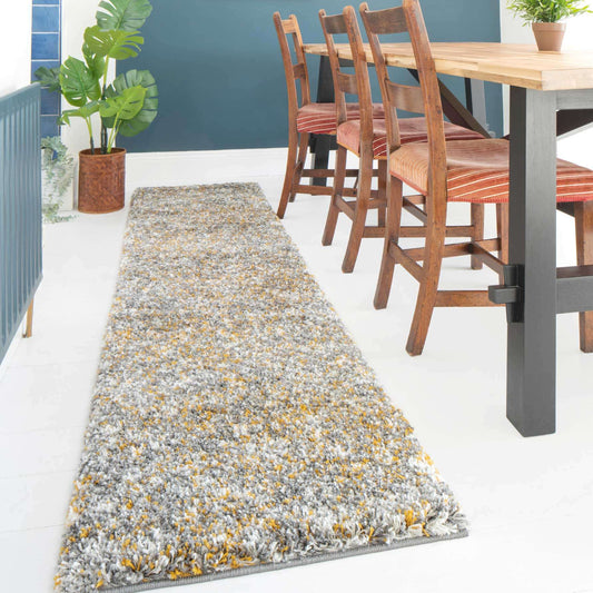 Super Soft Ochre Shaggy Runner Rug for Hallway