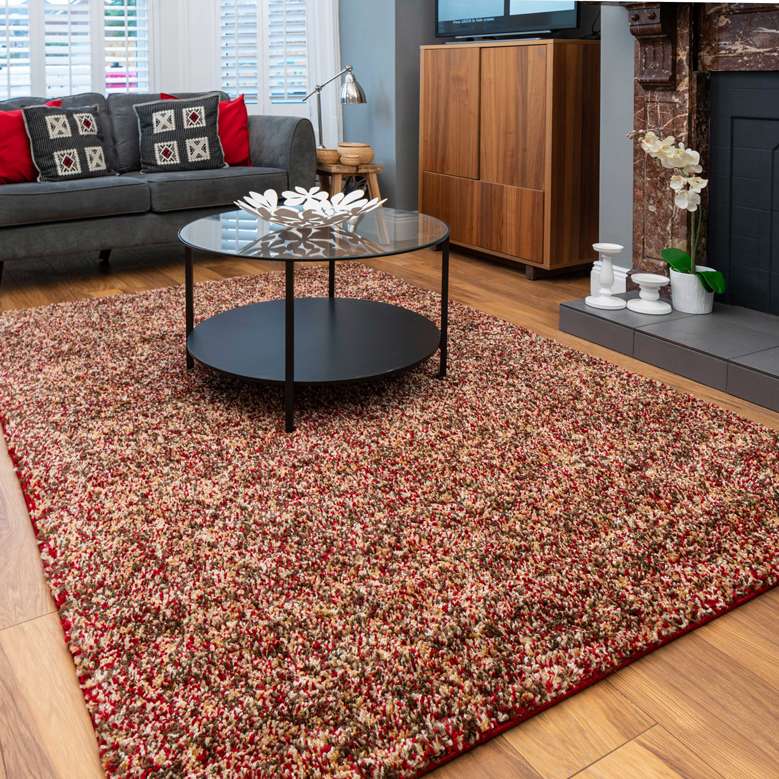 Red Mottled Shaggy Hall Runner Rug