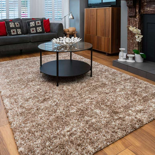 Light Brown Mottled Shaggy Runner Rug