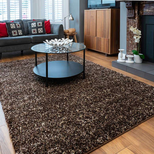 Brown Mottled Shaggy Hall Runner Rug