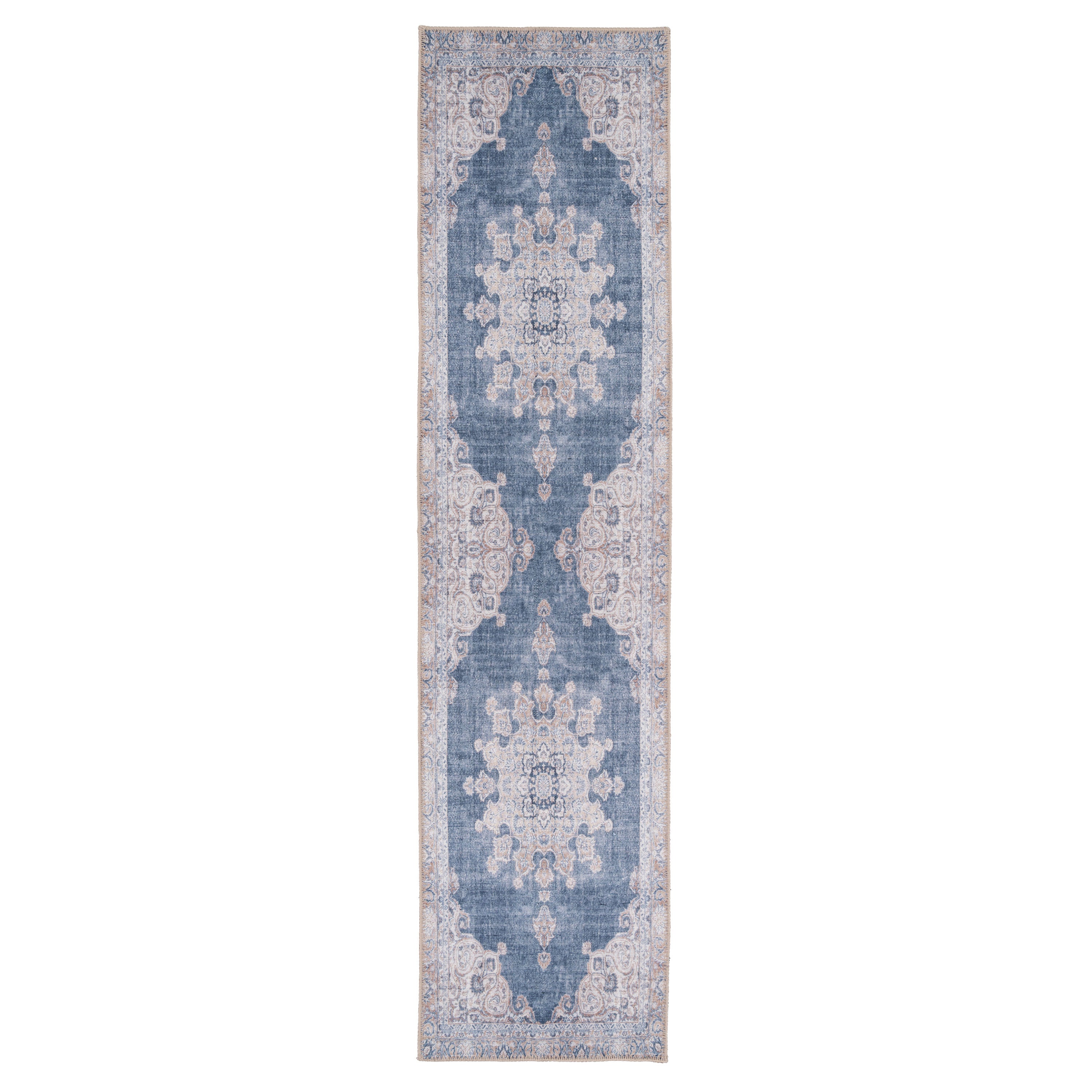 Washable Denim Blue Runner Rug - Ballina | Runner Rugs | Kukoon Rugs Online