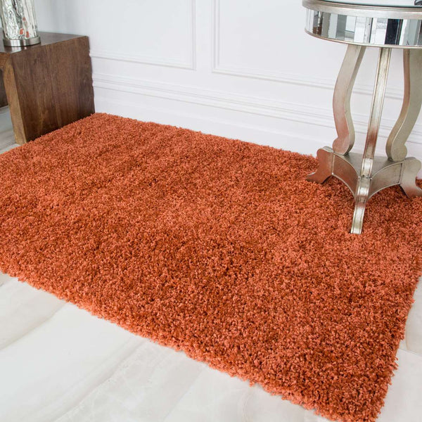 Large Thick Shaggy Rugs Terra Orange Soft Luxurious High Quality