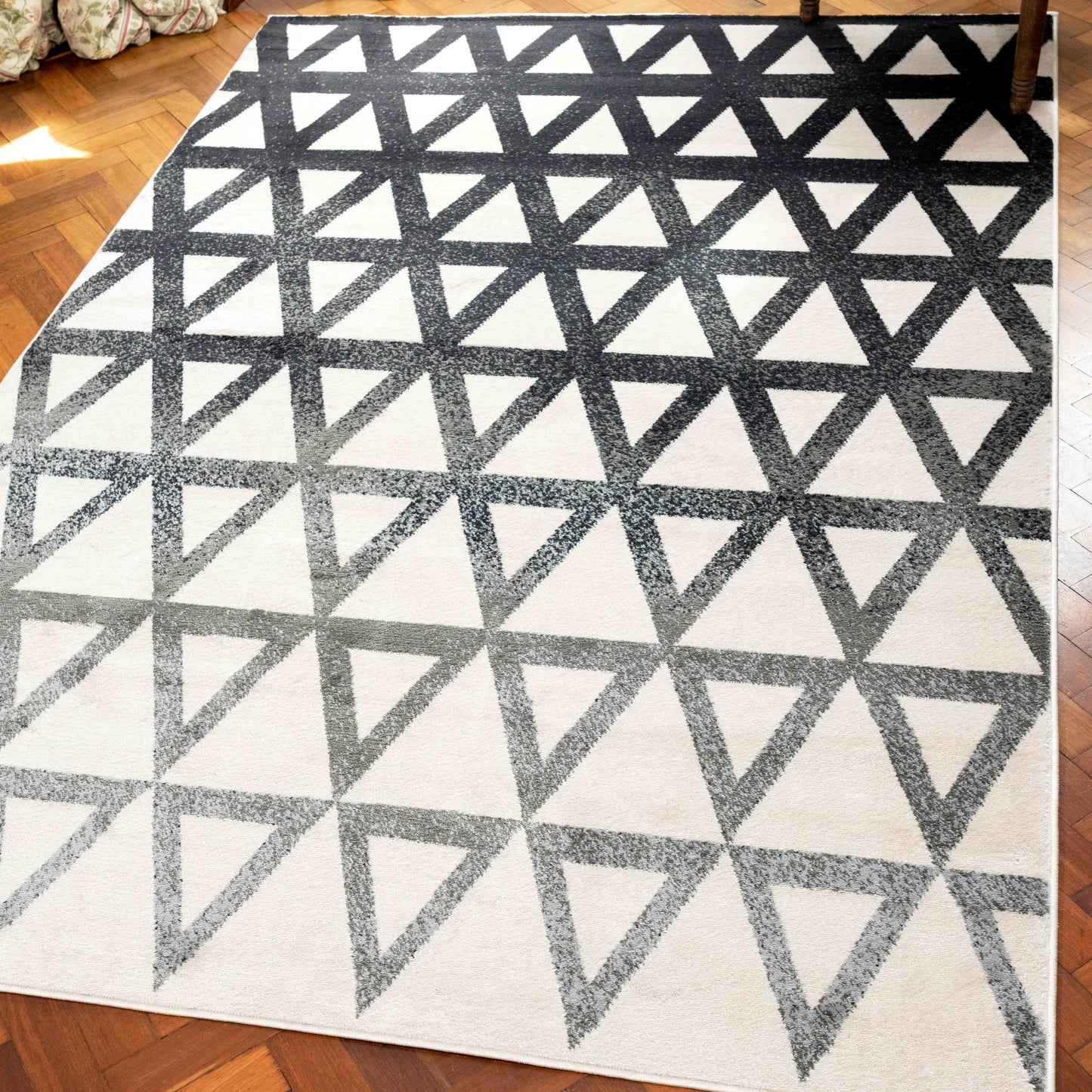 Modern Grey Geometric Triangle Living Room Rug - Powell