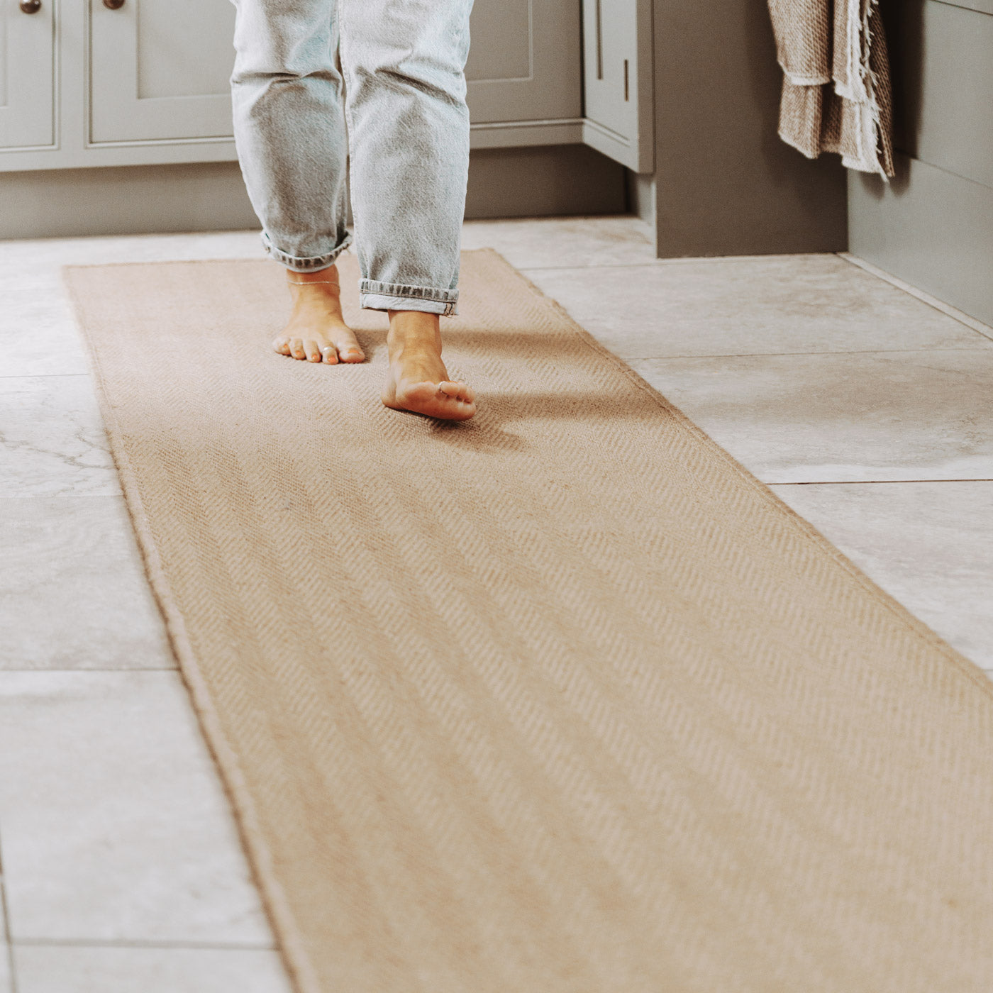 Natural Border Rustic Jute Hallway Runner Rug