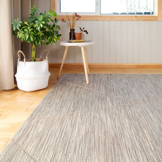 Beige Fractured Flatweave Area Rug