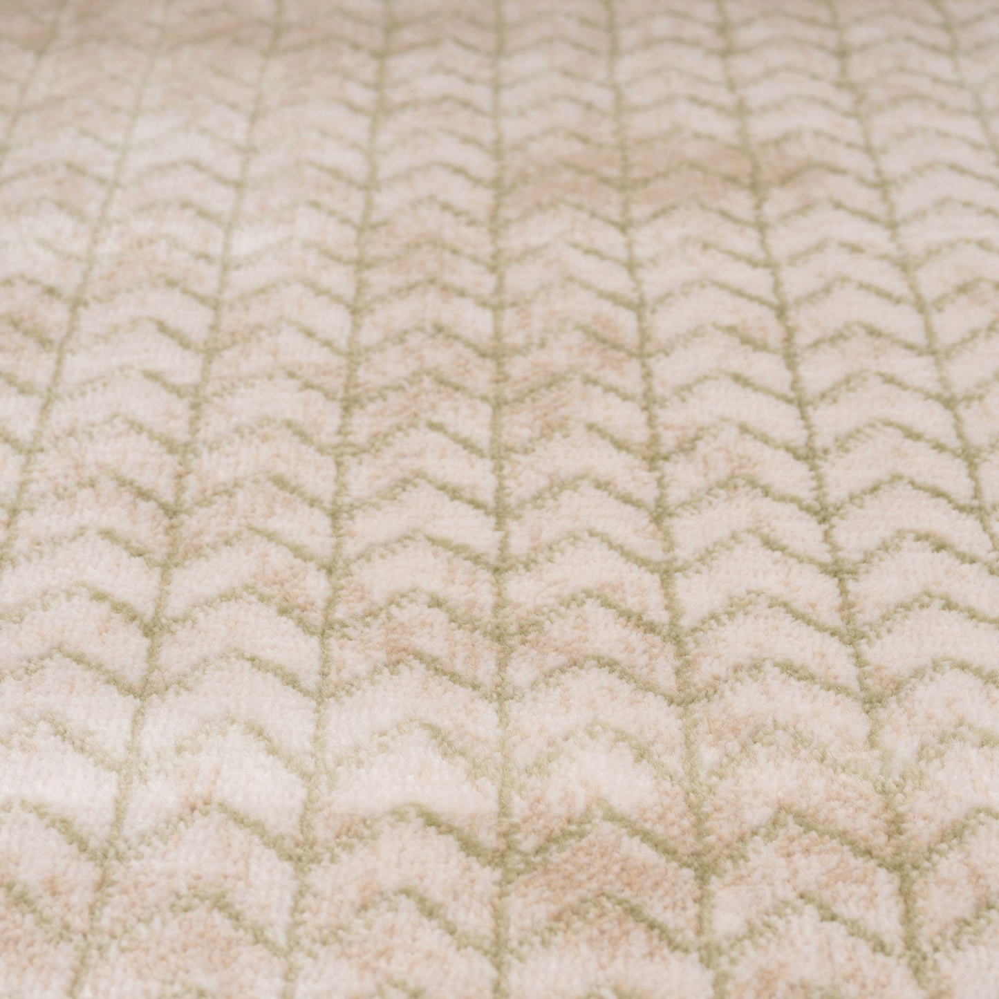 Beige Green Chevron Rug - Braided