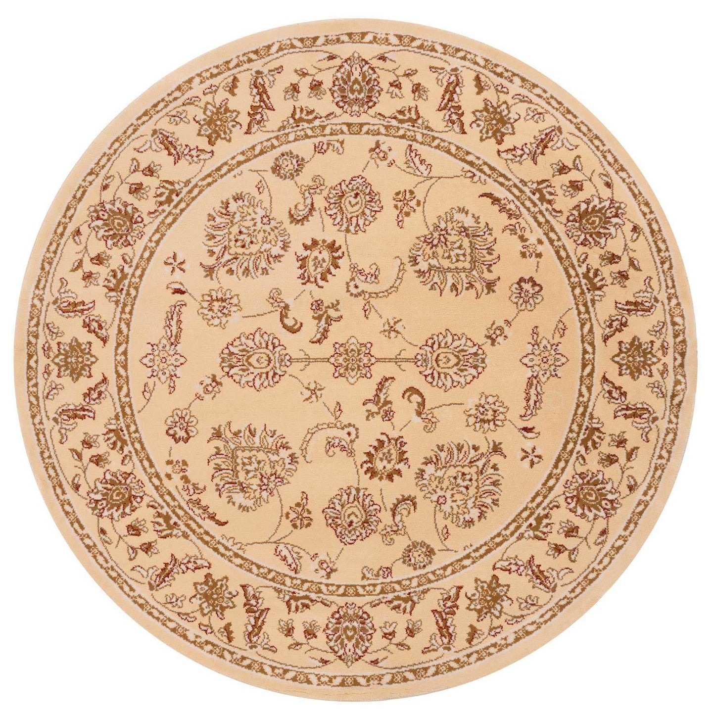 Traditional Cream Motif Round Rug