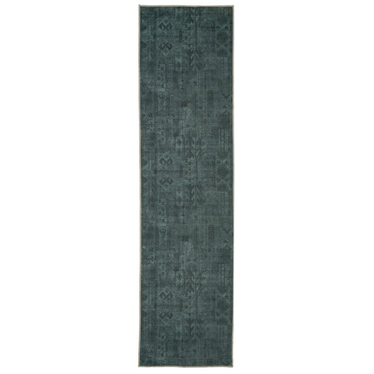 Vintage Distressed Green Washable Runner Rug - Cleo