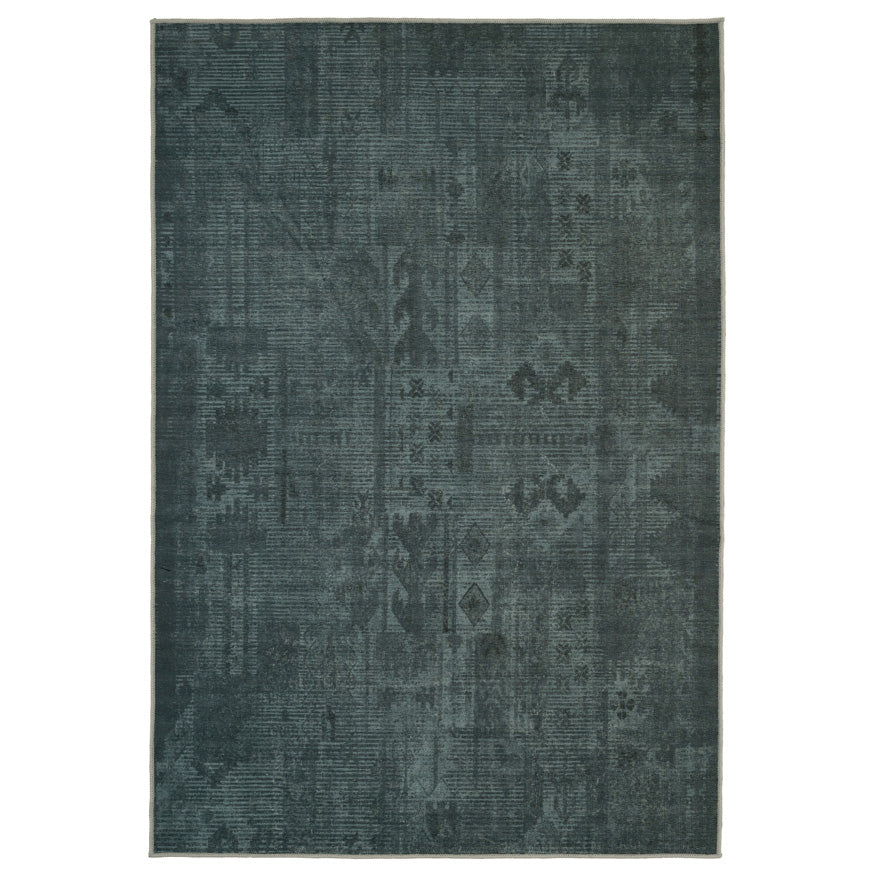 Vintage Distressed Green Washable Area Rug - Cleo