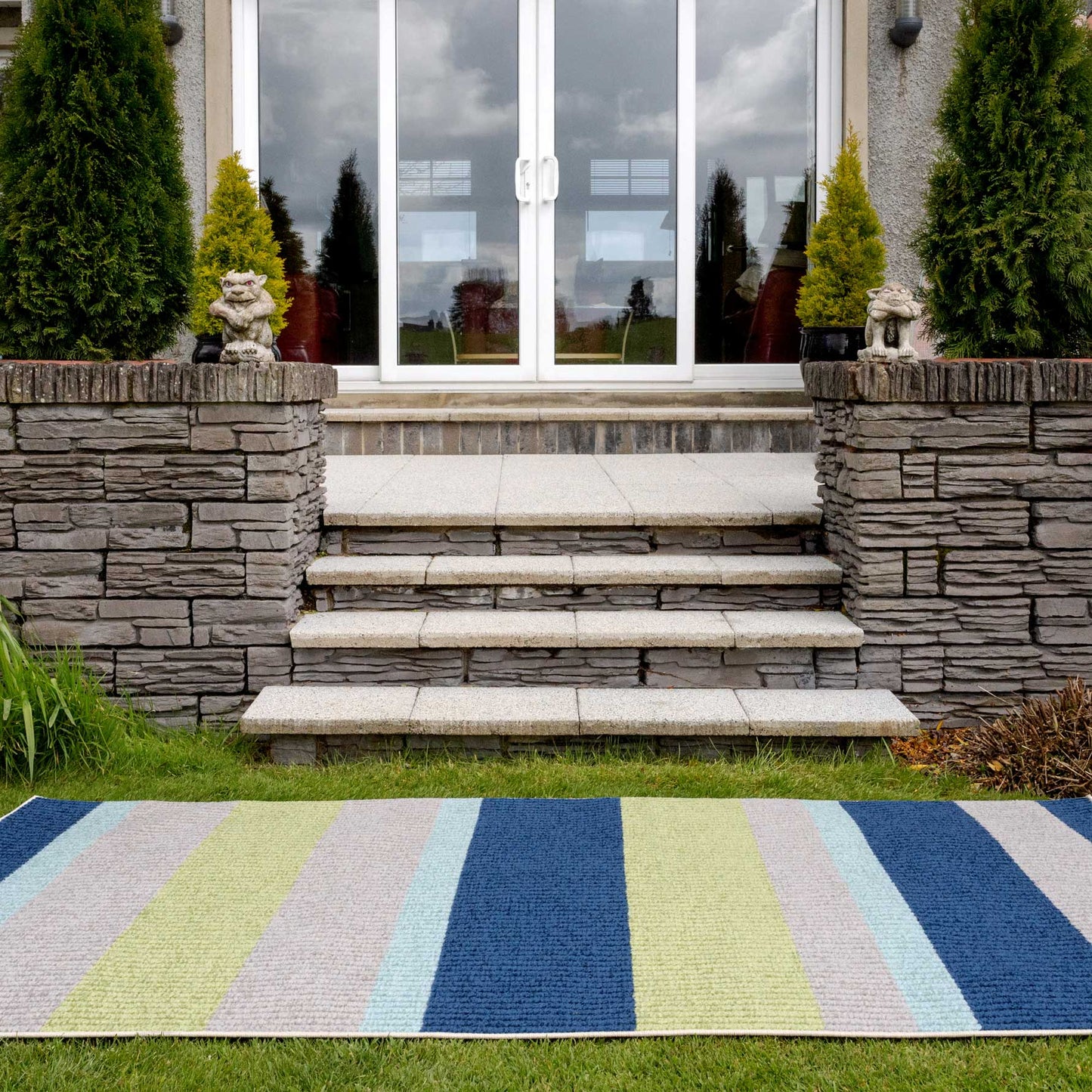 Blue Striped Indoor Outdoor Rug - Cordy