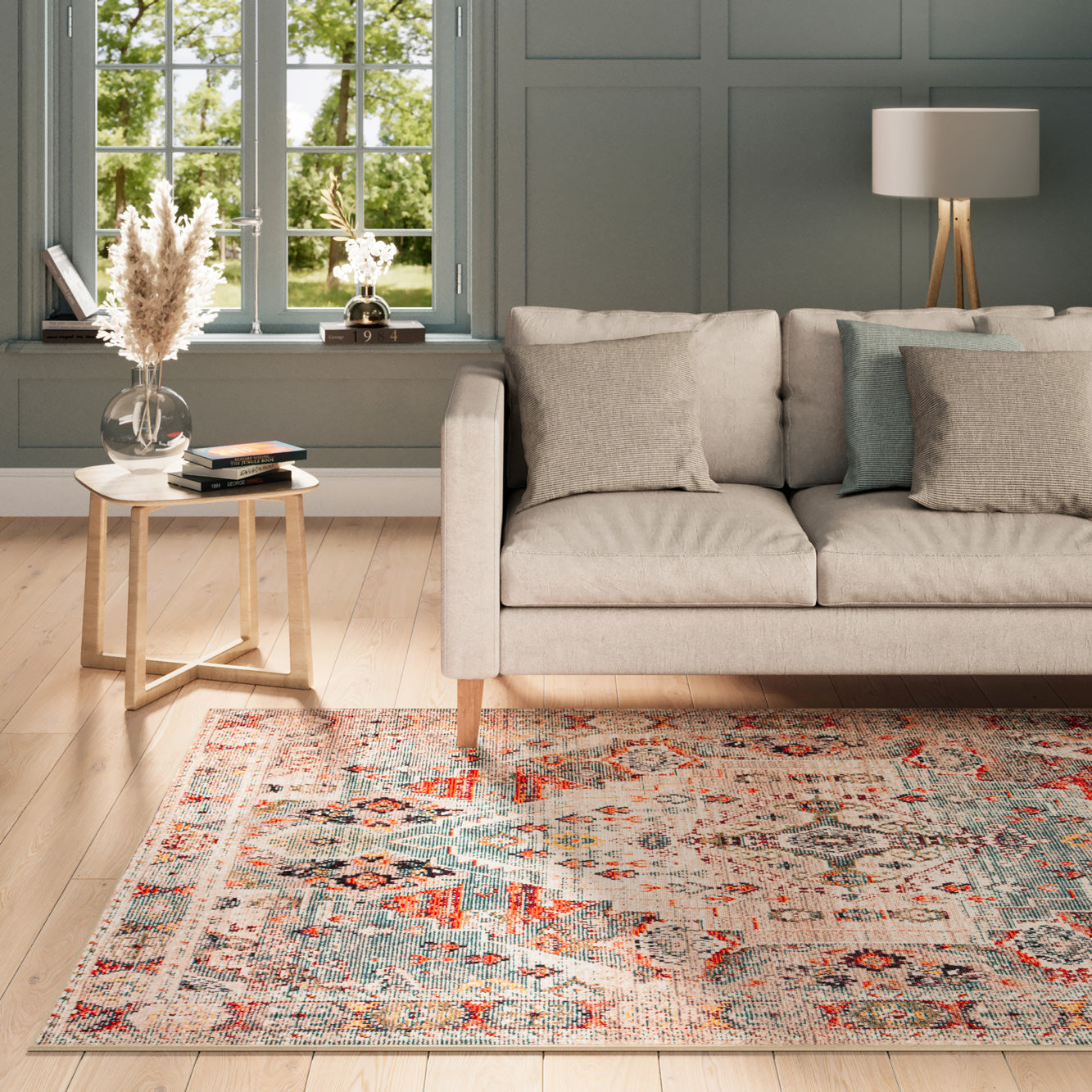 Traditional Medallion Washable Rug - Hue