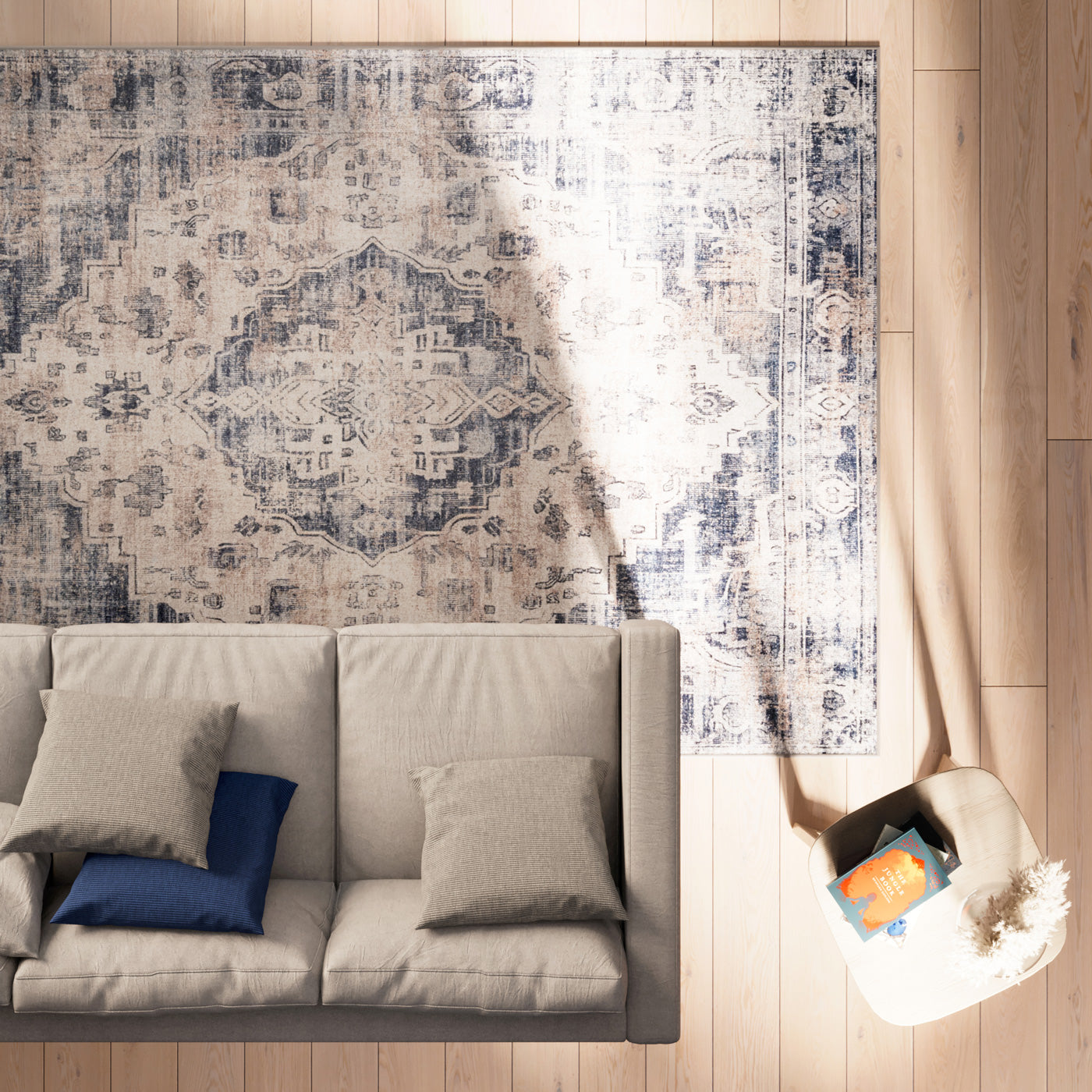 Washable Blue Traditional Rug - Kith