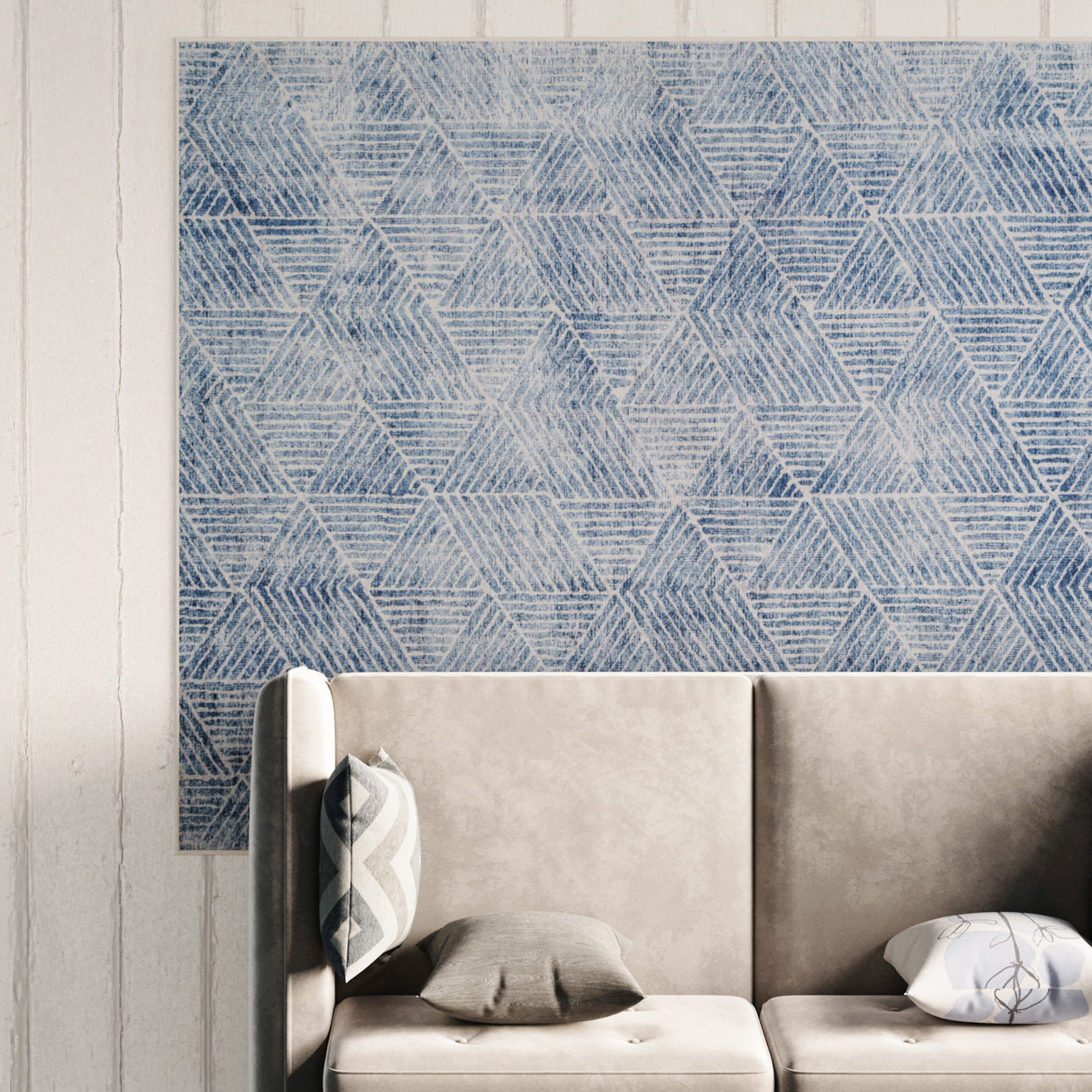 Washable Blue Geometric Rug - Plato