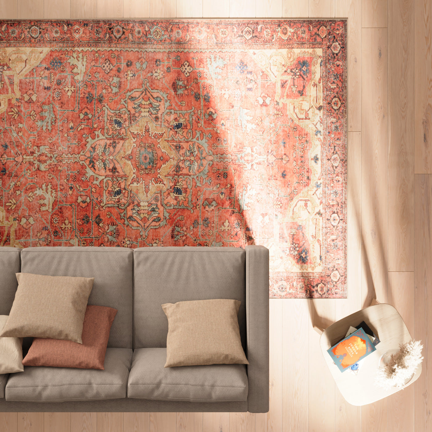 Kashan Washable Terracotta Rug - Viv