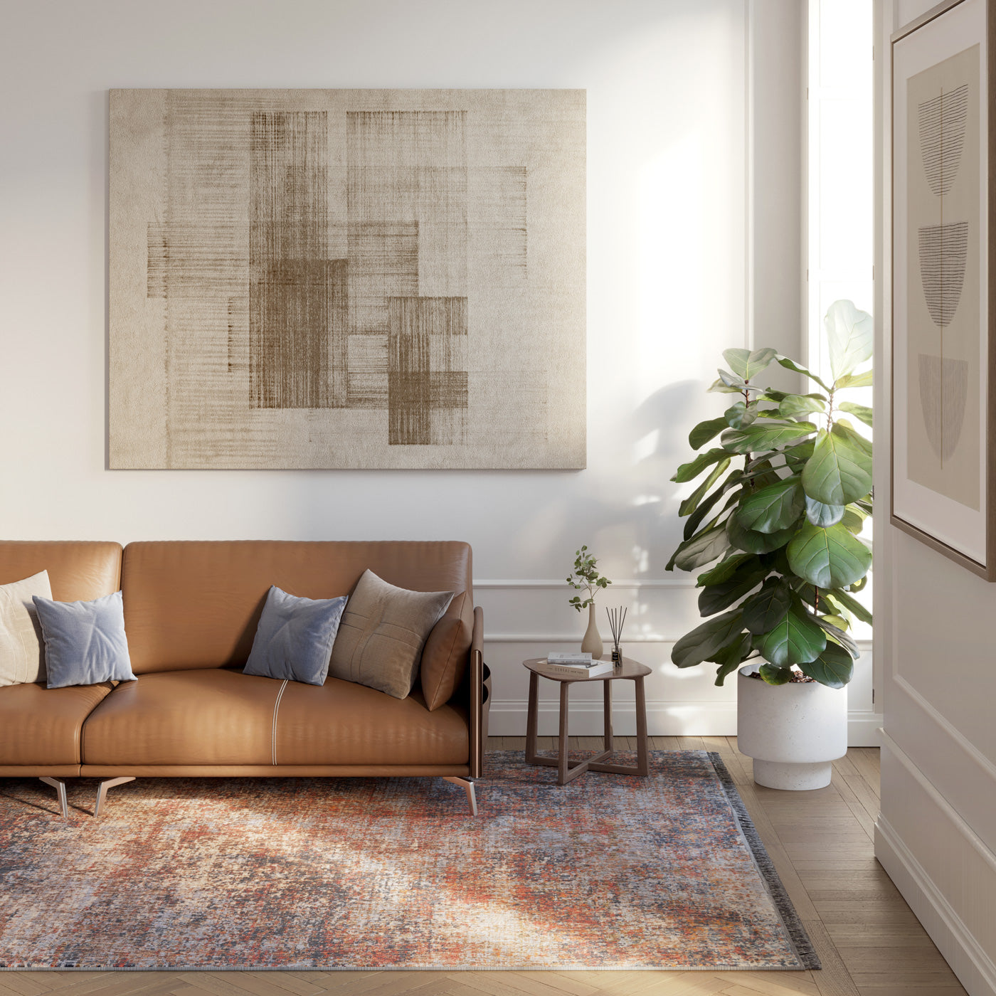 Subtle Rustic Abstract Rug - Amina