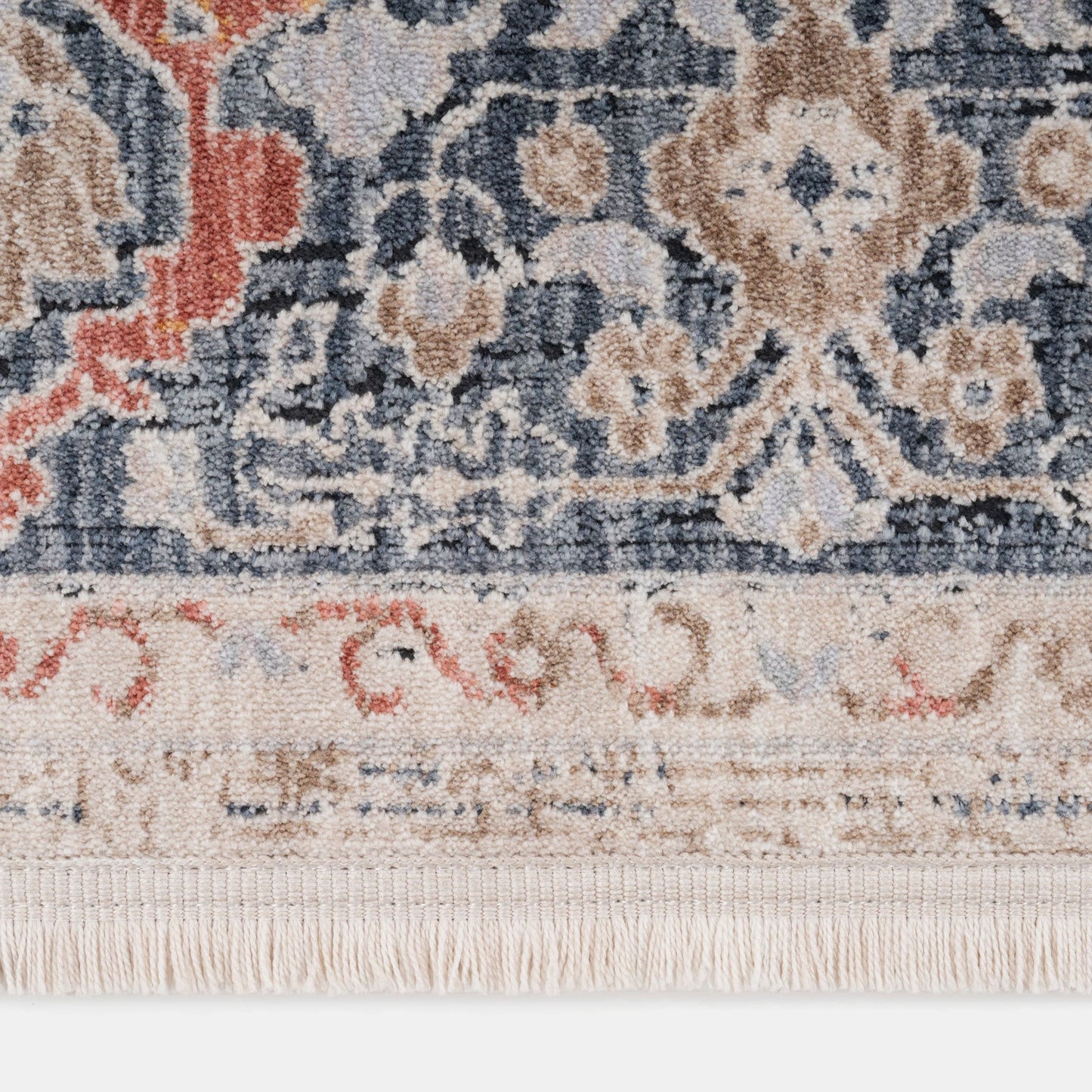 Blue Foral Motif Runner Rug