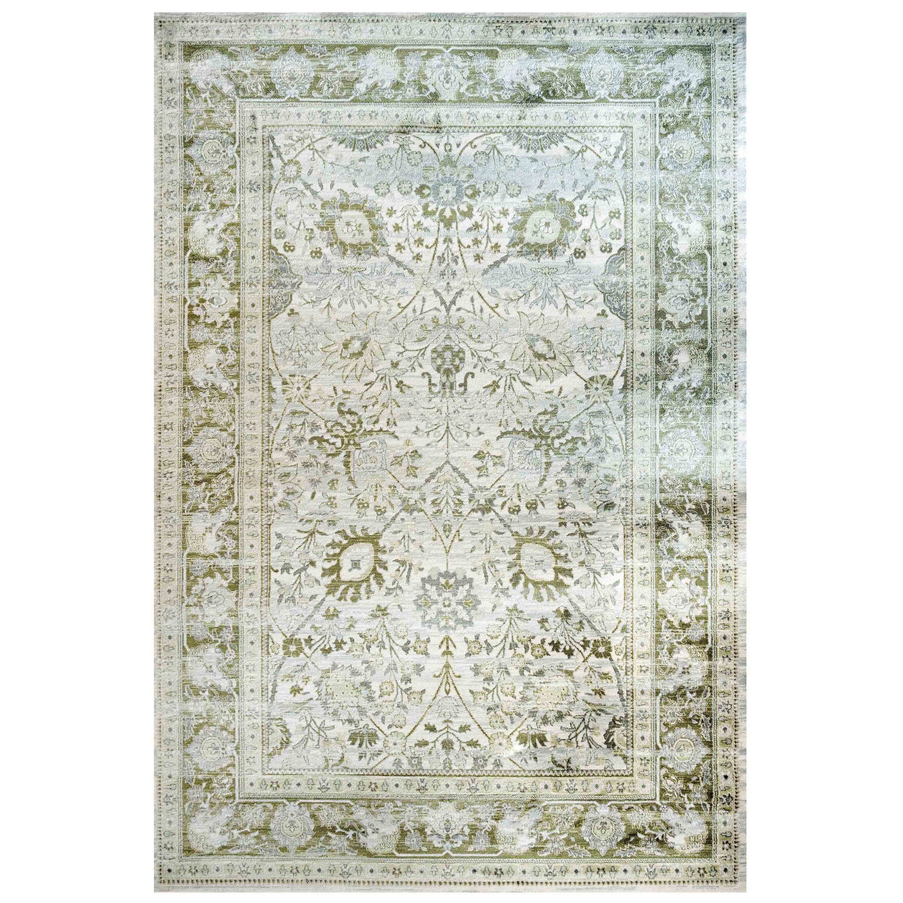 Vintage Traditional Green Floral Living Room Rug Living Room Rugs   Florrie Green 04619 2890x 