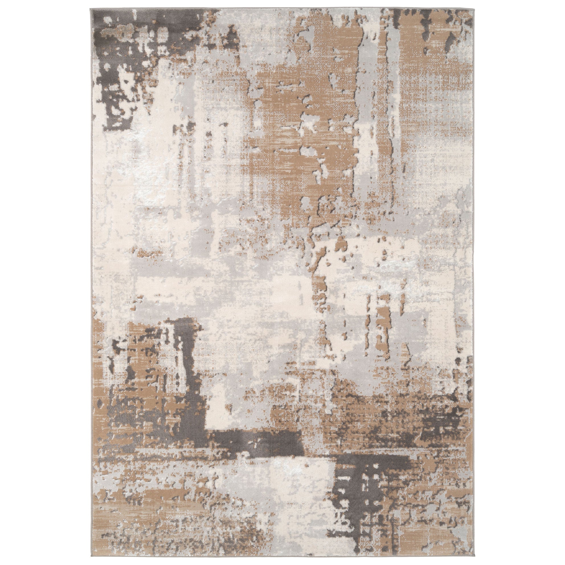 Distressed Abstract Beige Area Rug | Living Room Rugs | Kukoon Rugs Online