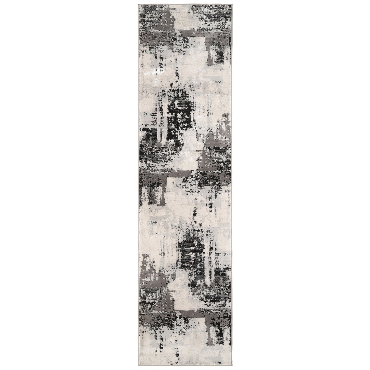 Distressed Abstract Grey Black Area Rug - Grace