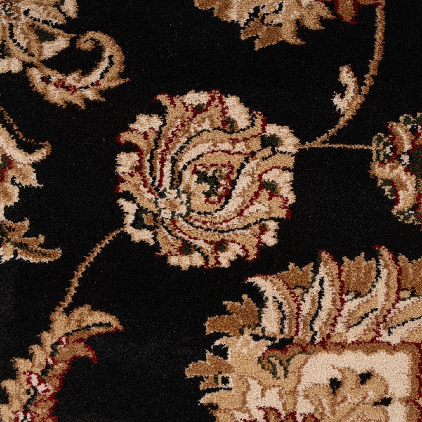 Traditional Black Floral Runner Rug - Malaki