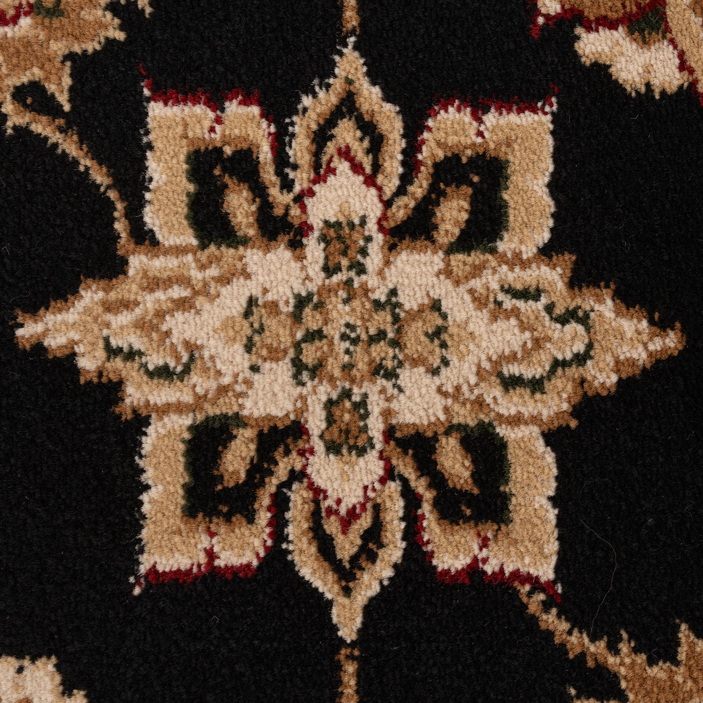 Traditional Black Floral Runner Rug - Malaki